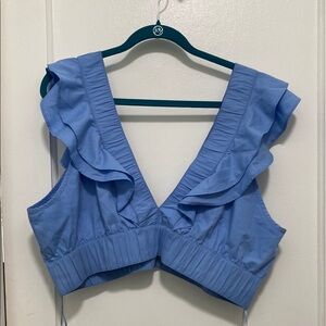 Abercrombie & Fitch Blue Ruffled Flutter Sleeve Tank Top